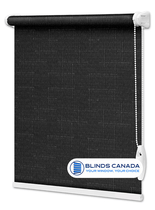 Black "Linen" fabric shutters (article LEN-2136)