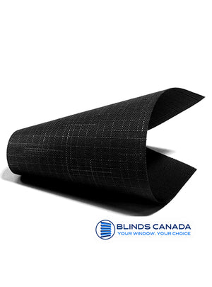 Black "Linen" fabric shutters (article LEN-2136)