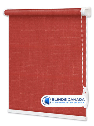 Red "Linen" fabric roller blind (article LEN-888)