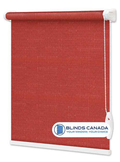 Red "Linen" fabric roller blind (article LEN-888)